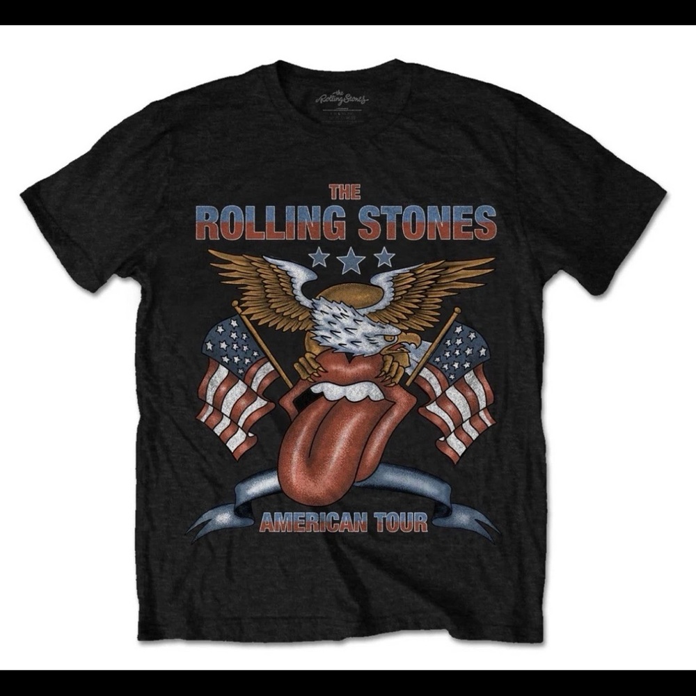 The Rolling Stones Mens Black 'American Tour' Graphic Tee